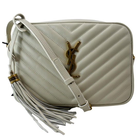 SAINT LAURENT Mini Lou Matelasse Leather Camera Bag White