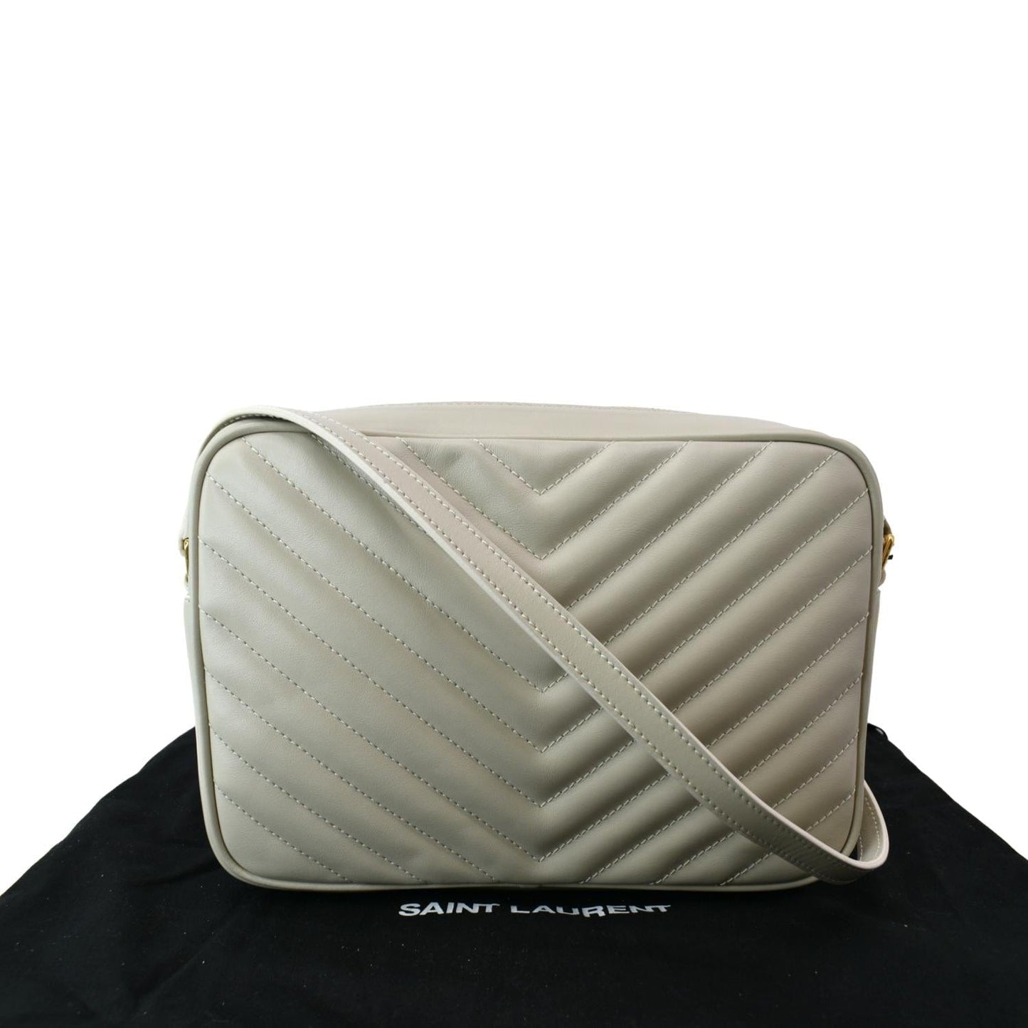 SAINT LAURENT Mini Lou Matelasse Leather Camera Bag White