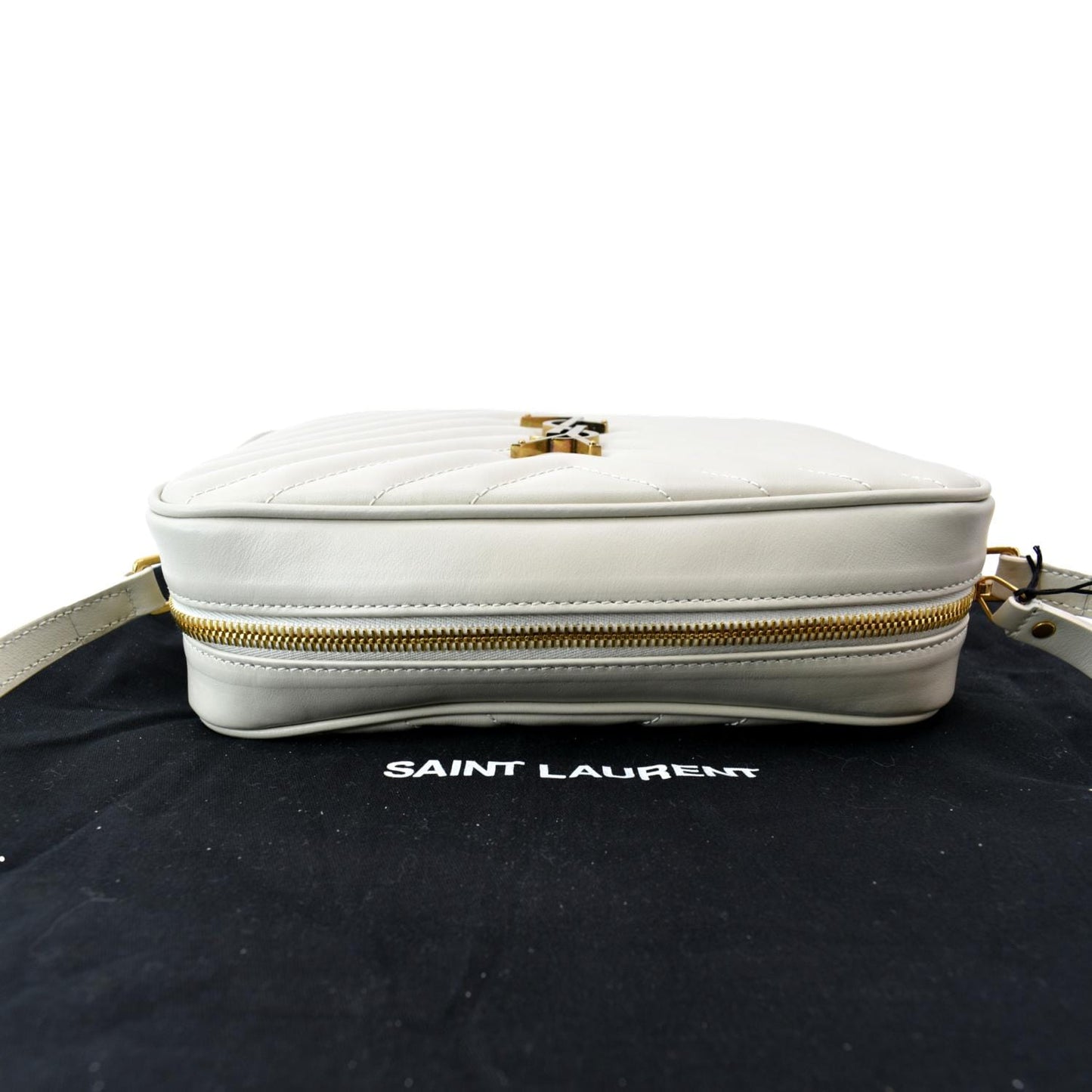 SAINT LAURENT Mini Lou Matelasse Leather Camera Bag White