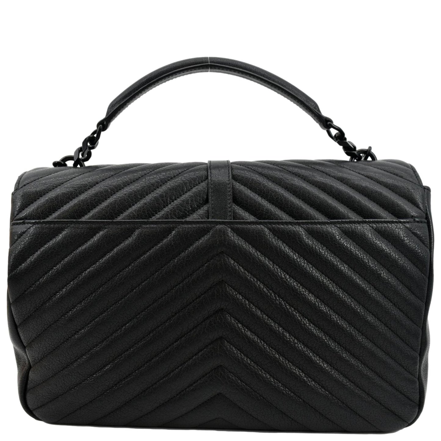 SAINT LAURENT College Large Lambskin Leather Shoulder Chain Bag Black