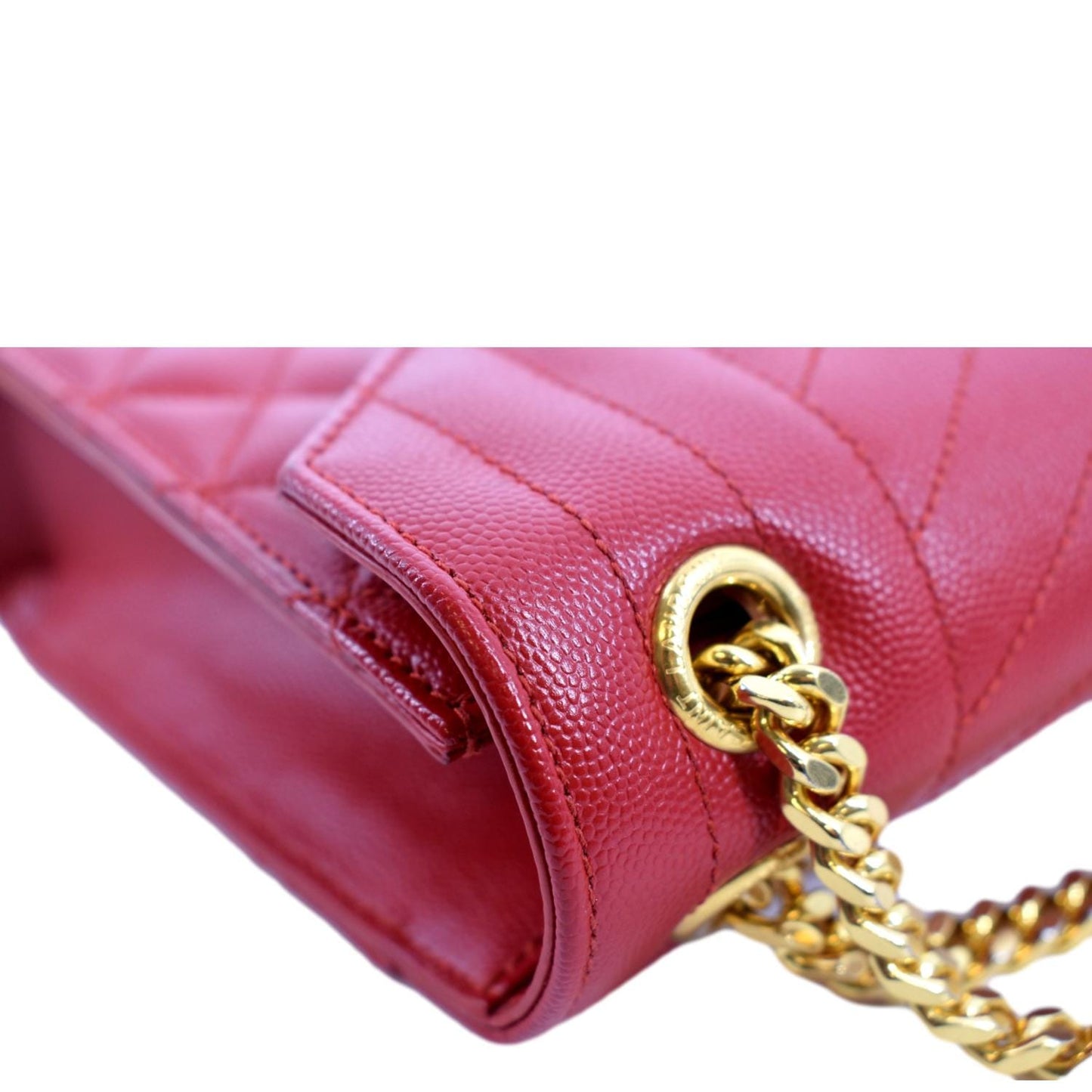 SAINT LAURENT Envelope Flap Matelasse Leather Shoulder Bag Red