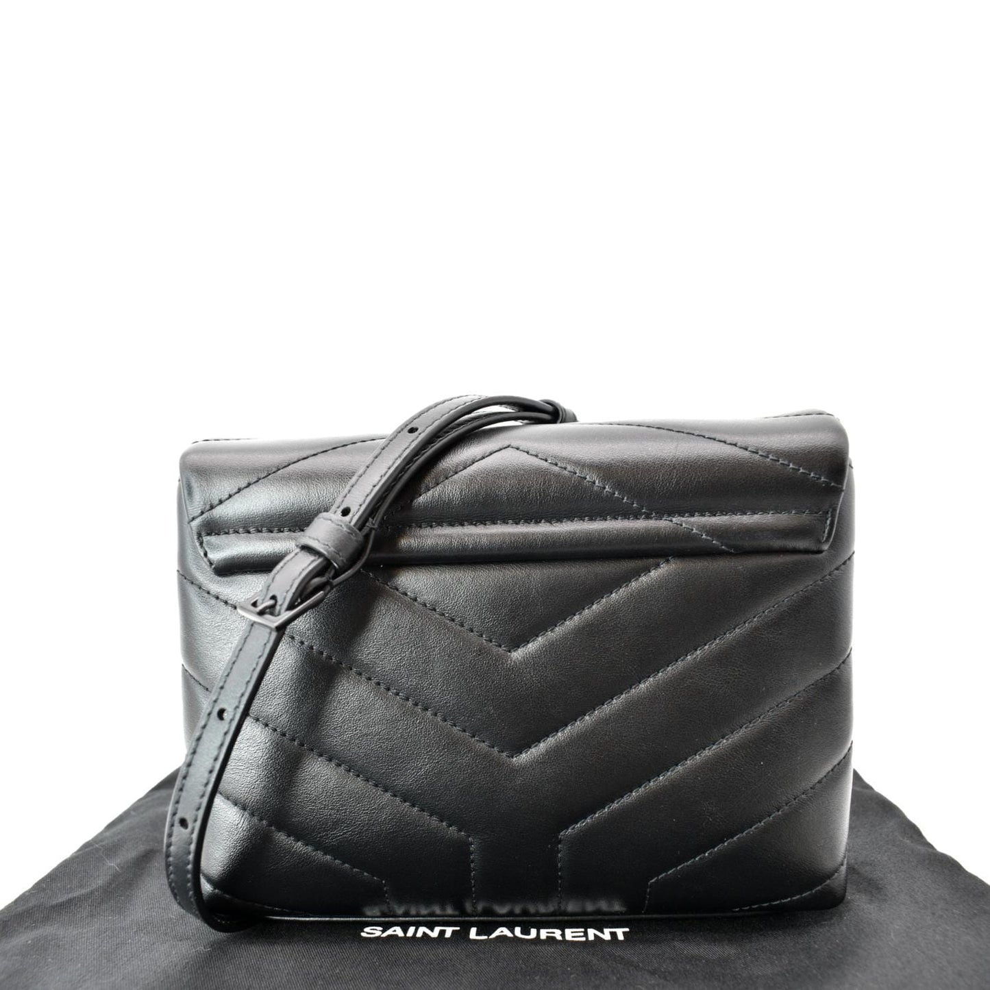 SAINT LAURENT Loulou Toy Matelasse Leather Crossbody Bag Black