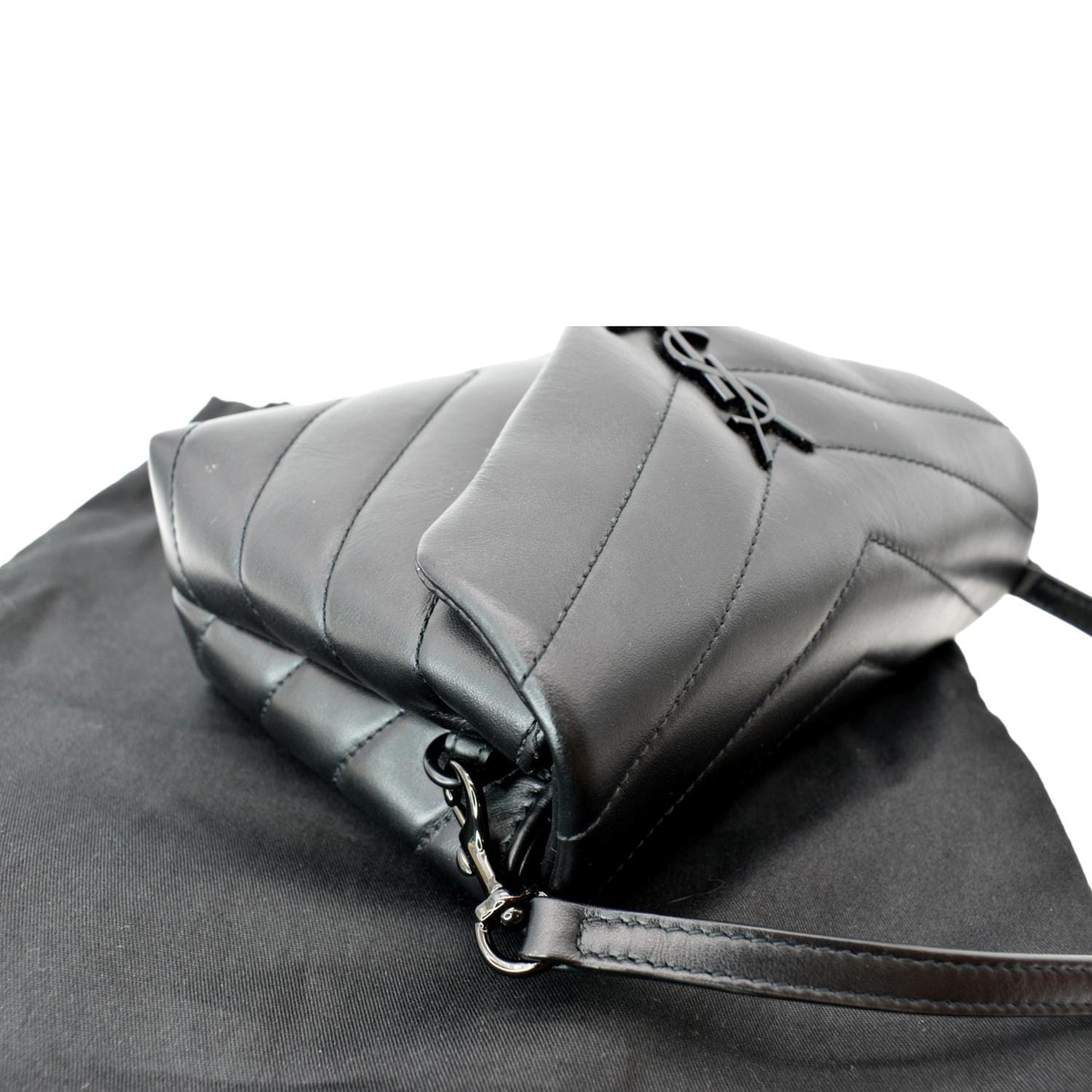 SAINT LAURENT Loulou Toy Matelasse Leather Crossbody Bag Black
