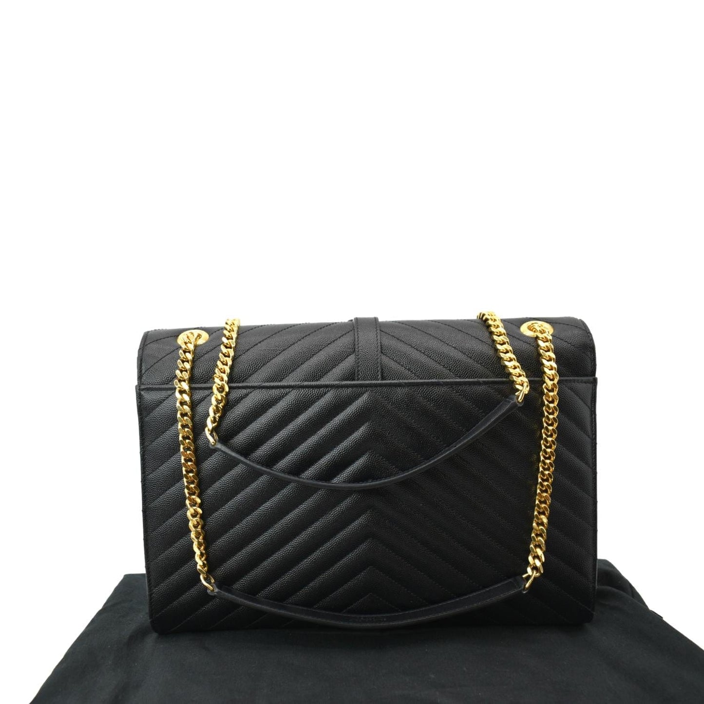 SAINT LAURENT Large Envelope Mix Matelasse Grain De Poudre Chain Shoulder Bag Black