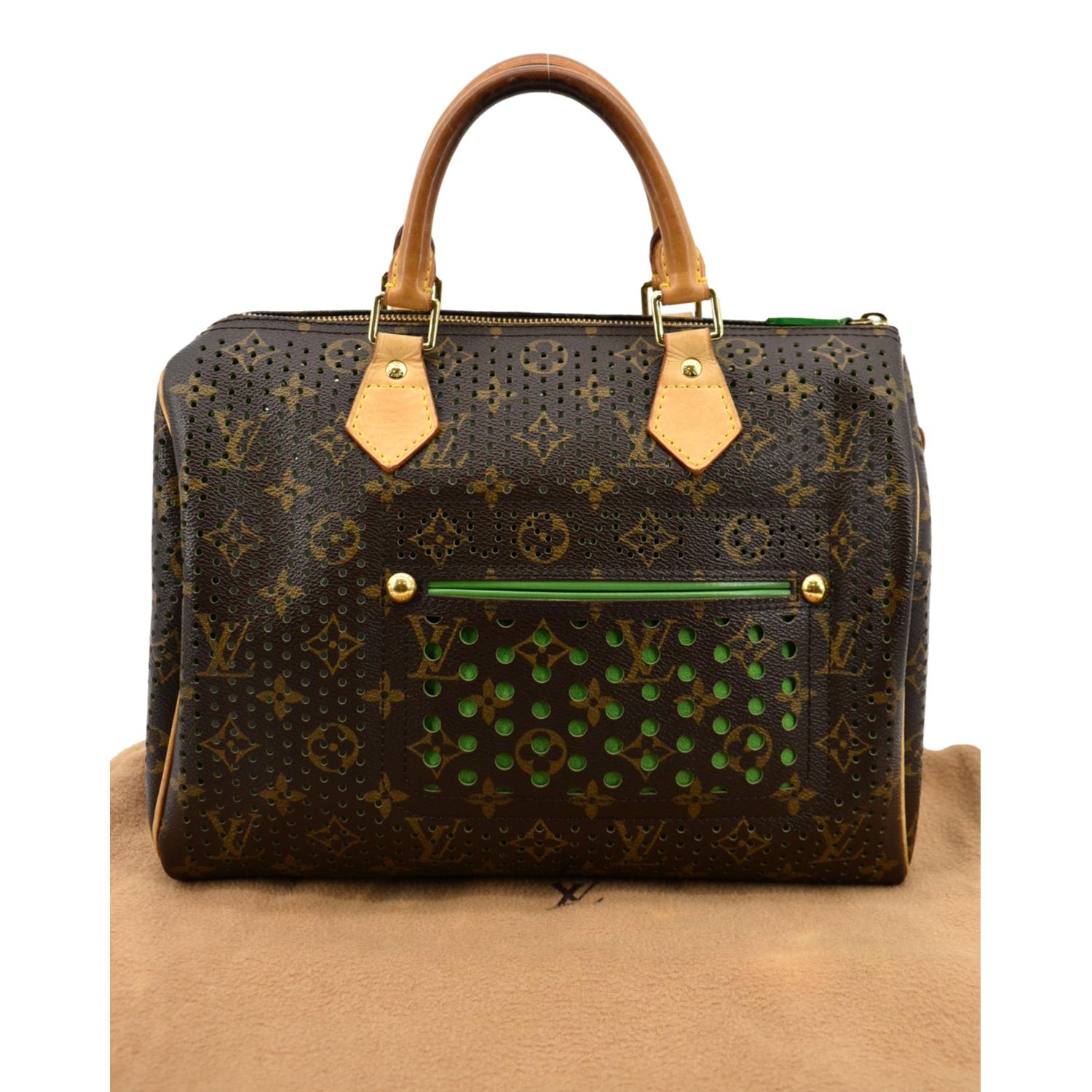 LOUIS VUITTON Monogram Perforated Satchel Bag Brown