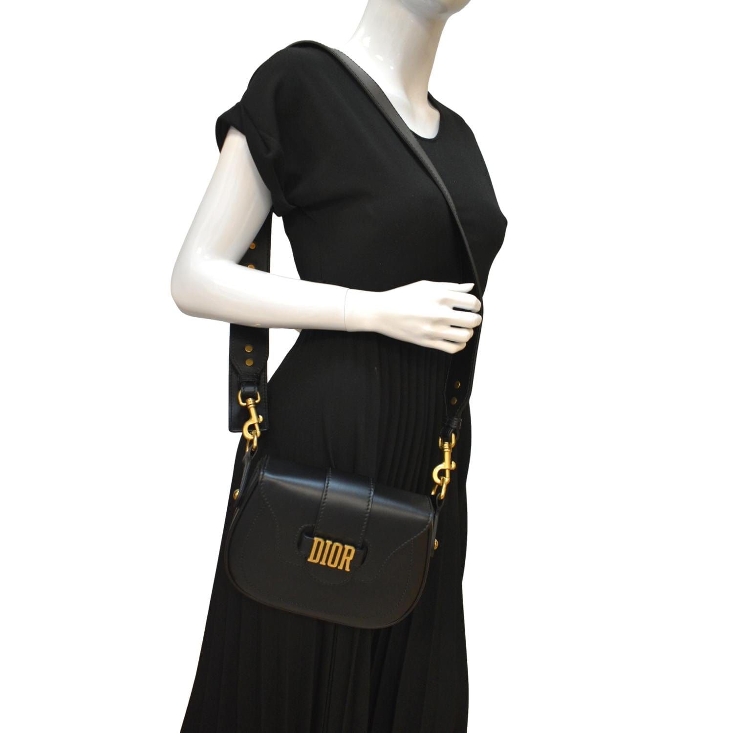 CHRISTIAN DIOR D Fence Calfskin Leather Saddle Bag Black - Hot Deals