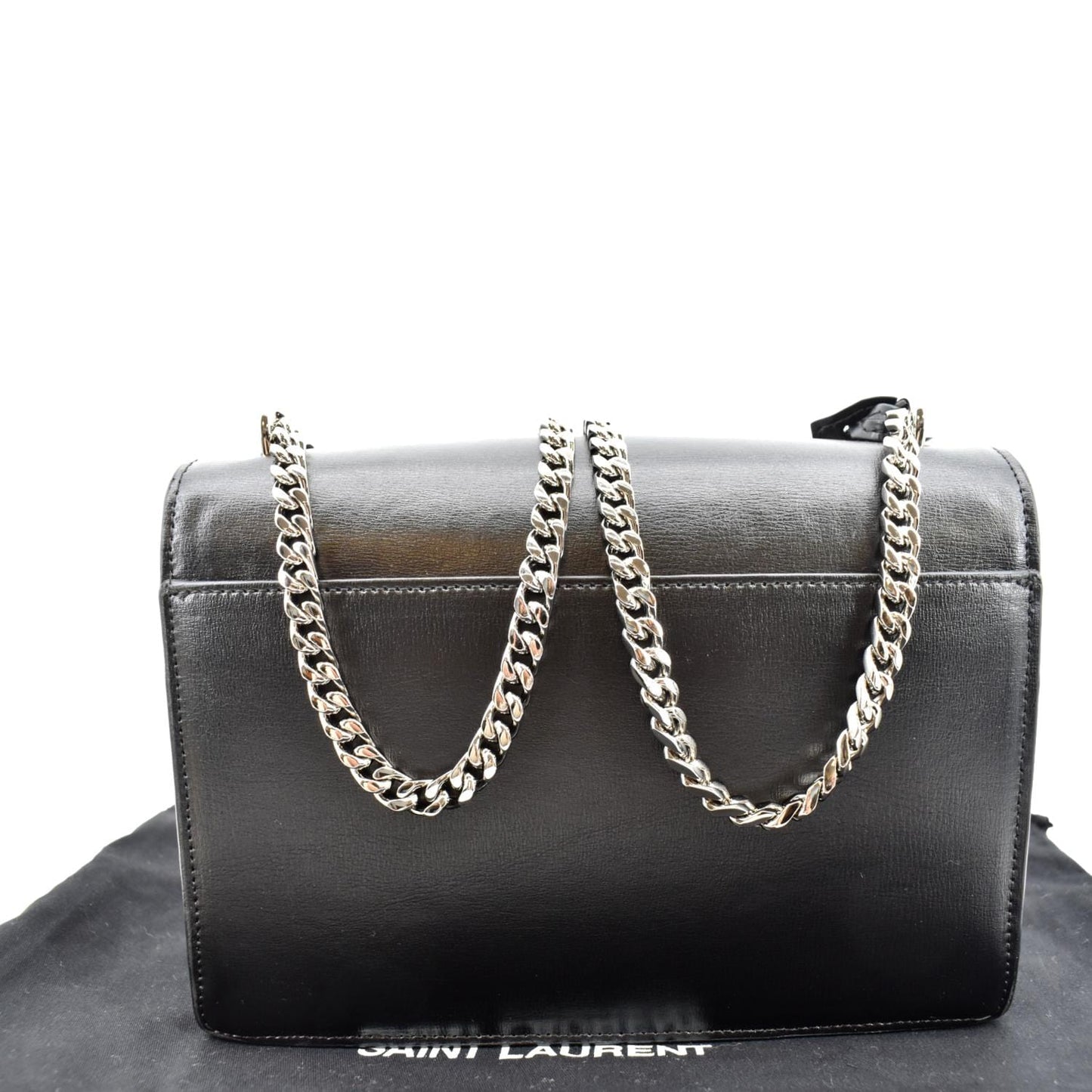 SAINT LAURENT Sunset Calfskin Leather Chain Shoulder Bag Black