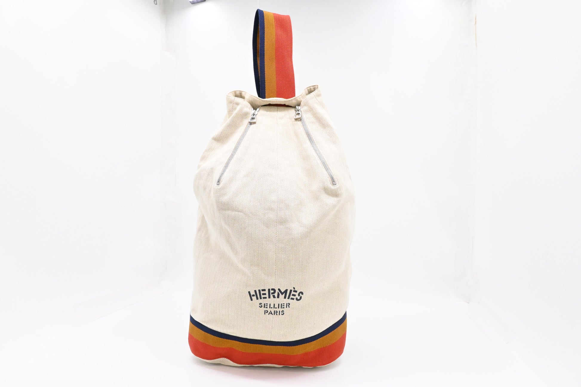 Hermes Cavalier Marine Bag in Beige Canvas