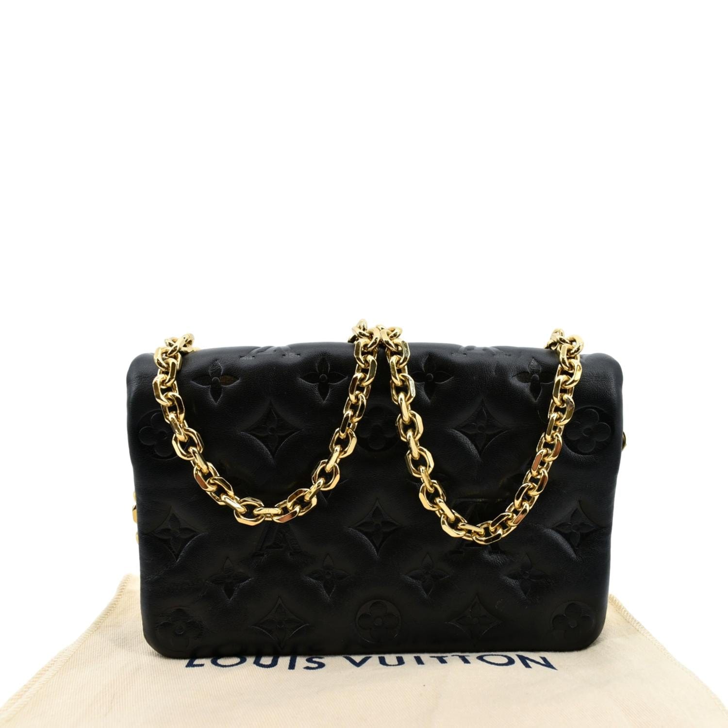 LOUIS VUITTON Coussin Monogram Embossed Pochette Crossbody Bag Black