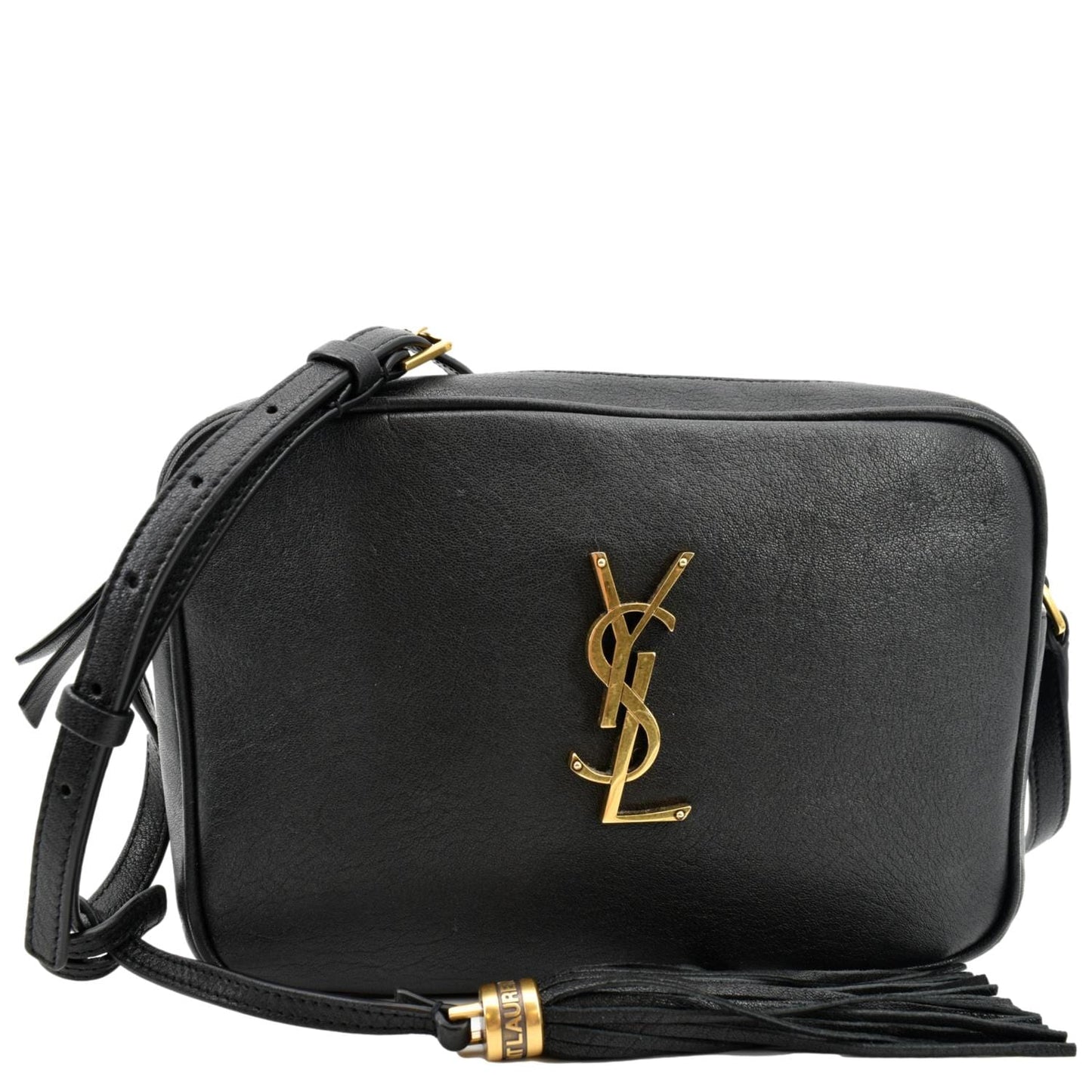 SAINT LAURENT Leather Camera Crossbody Bag Black
