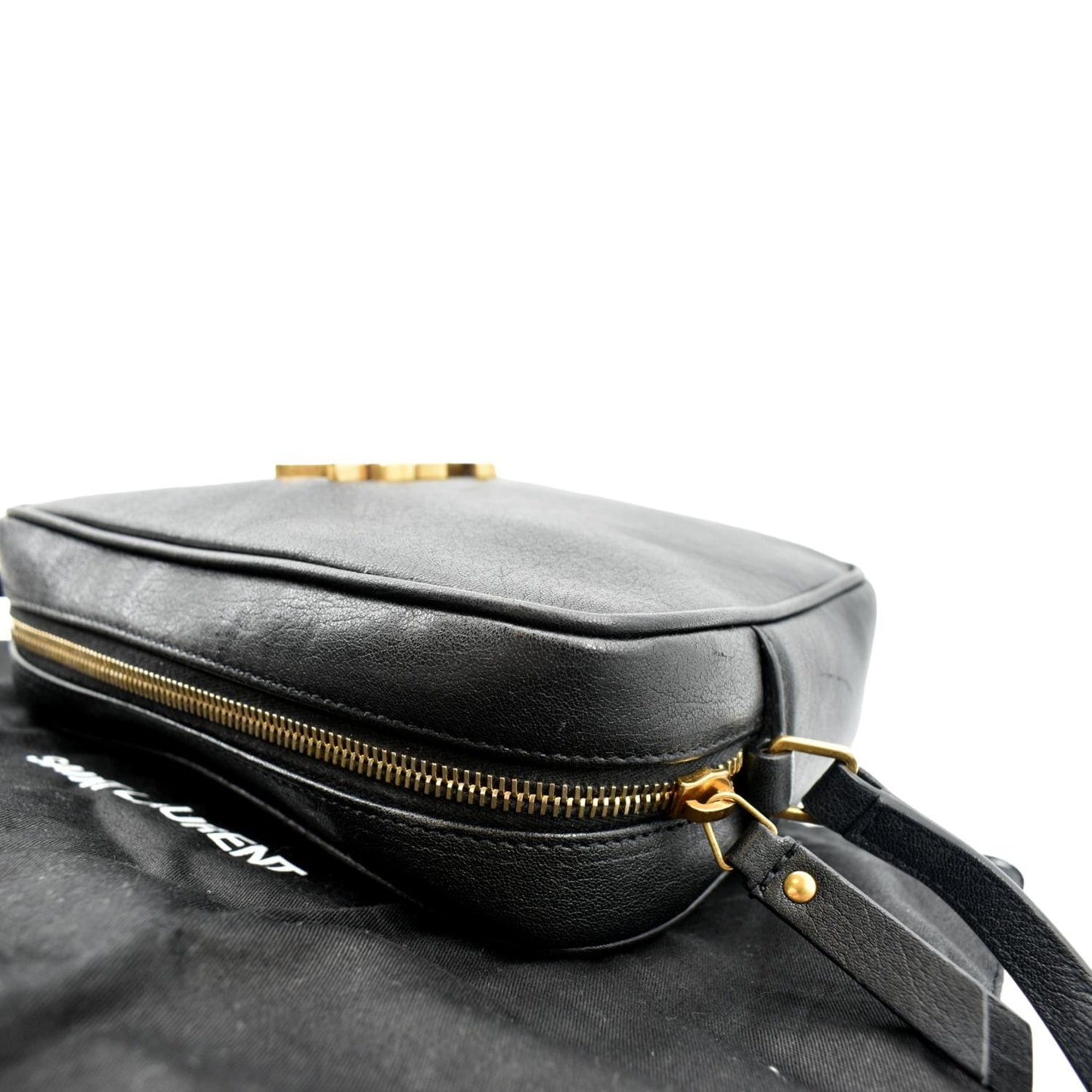 SAINT LAURENT Leather Camera Crossbody Bag Black