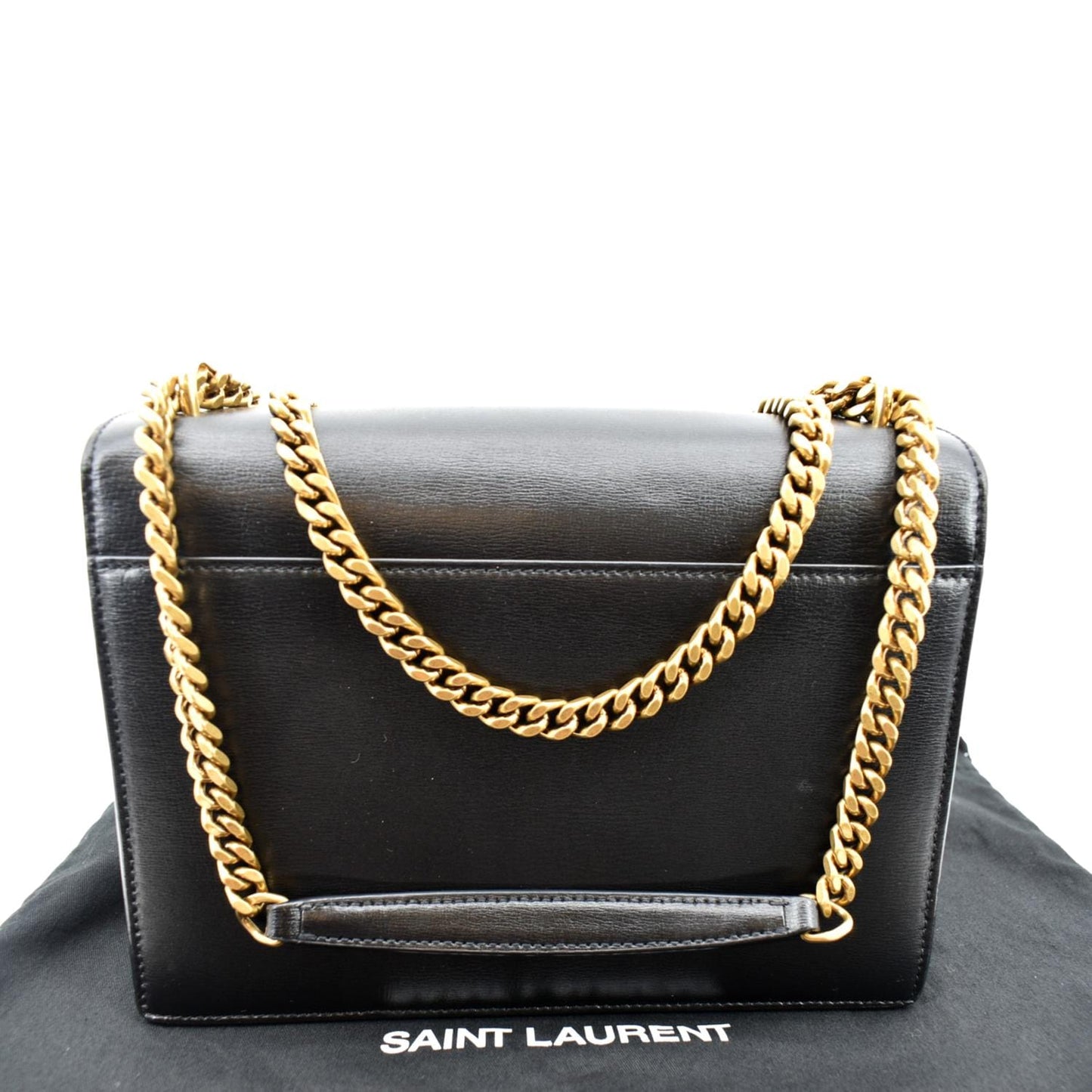 SAINT LAURENT Monogram Sunset Medium Leather Shoulder Bag Black
