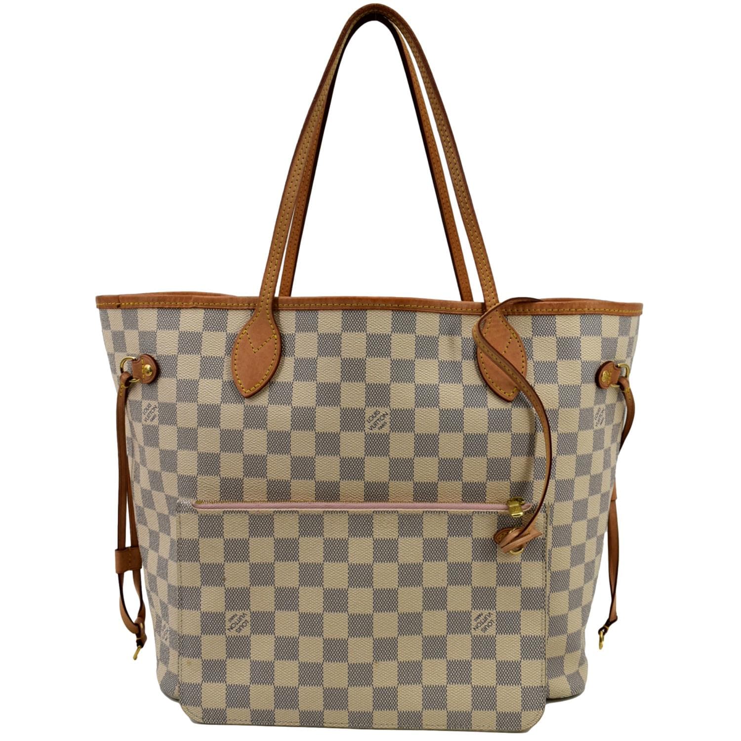 LOUIS VUITTON Neverfull MM Damier Azur Tote Bag White
