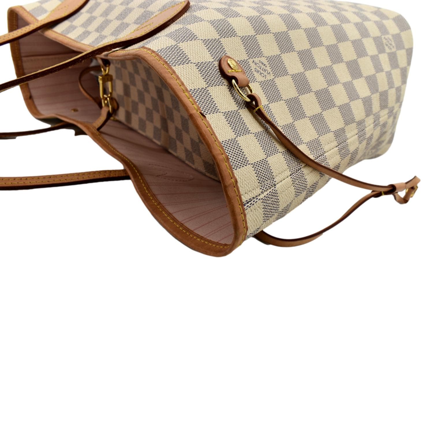 LOUIS VUITTON Neverfull MM Damier Azur Tote Bag White