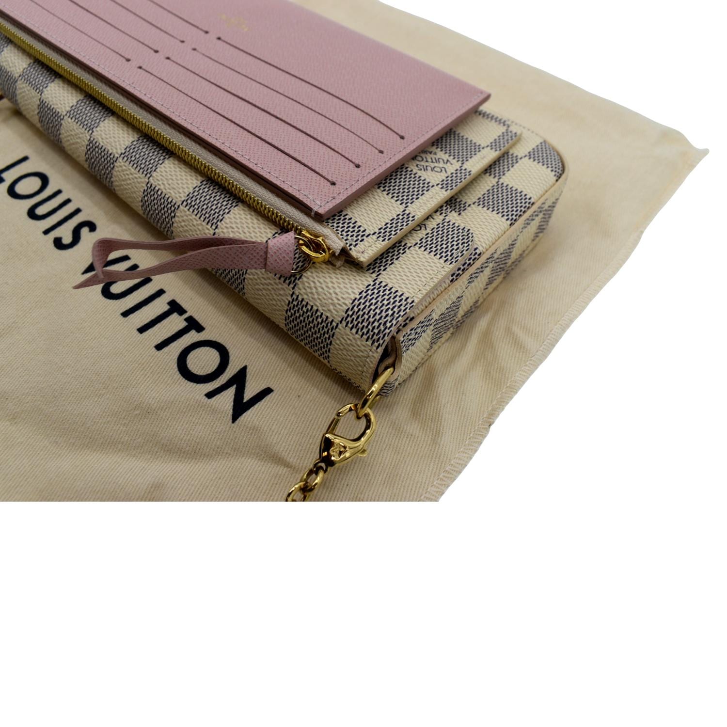 LOUIS VUITTON Felicie Pochette Damier Azur Crossbody Bag White