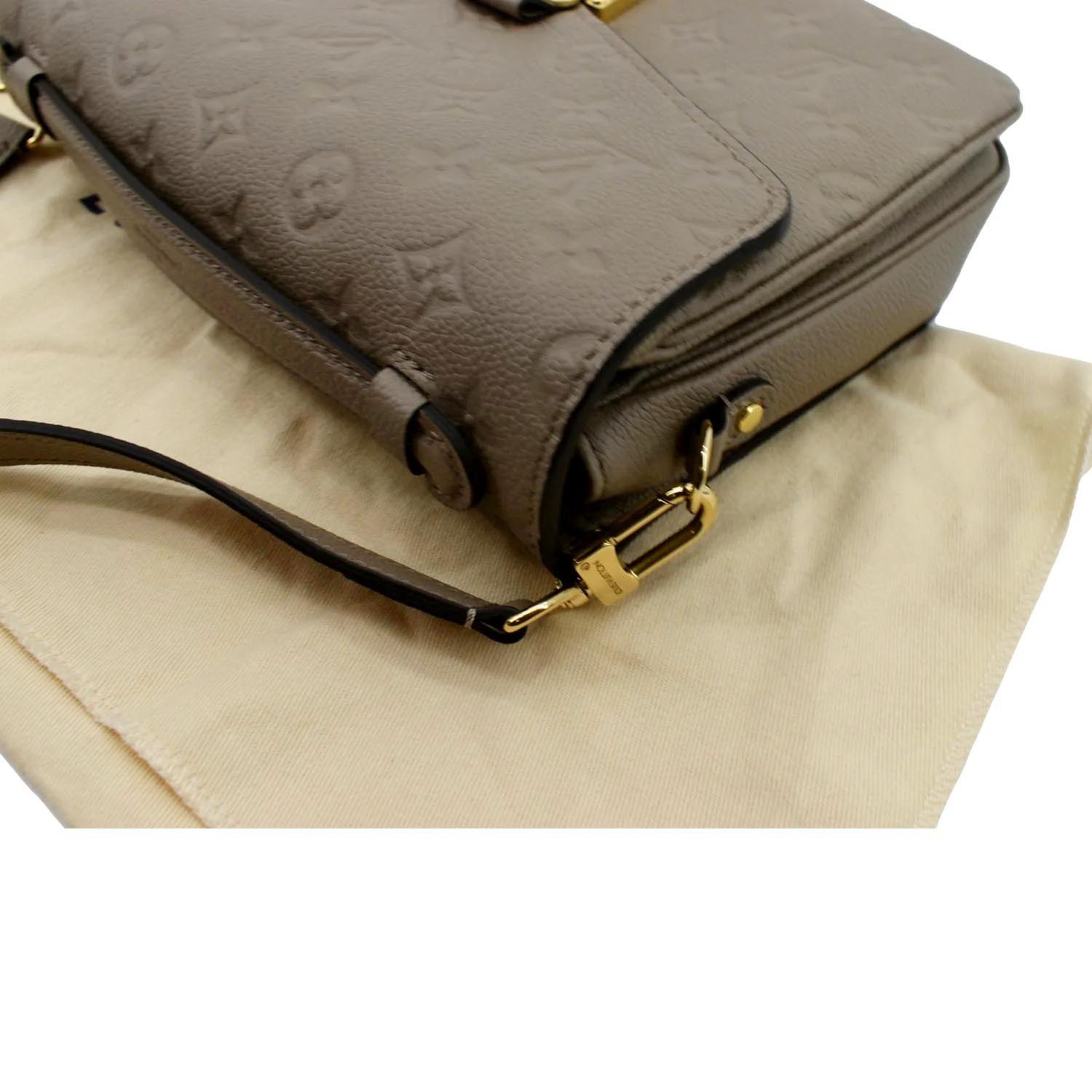 LOUIS VUITTON Metis Pochette Empreinte Leather Crossbody Bag Tourterelle