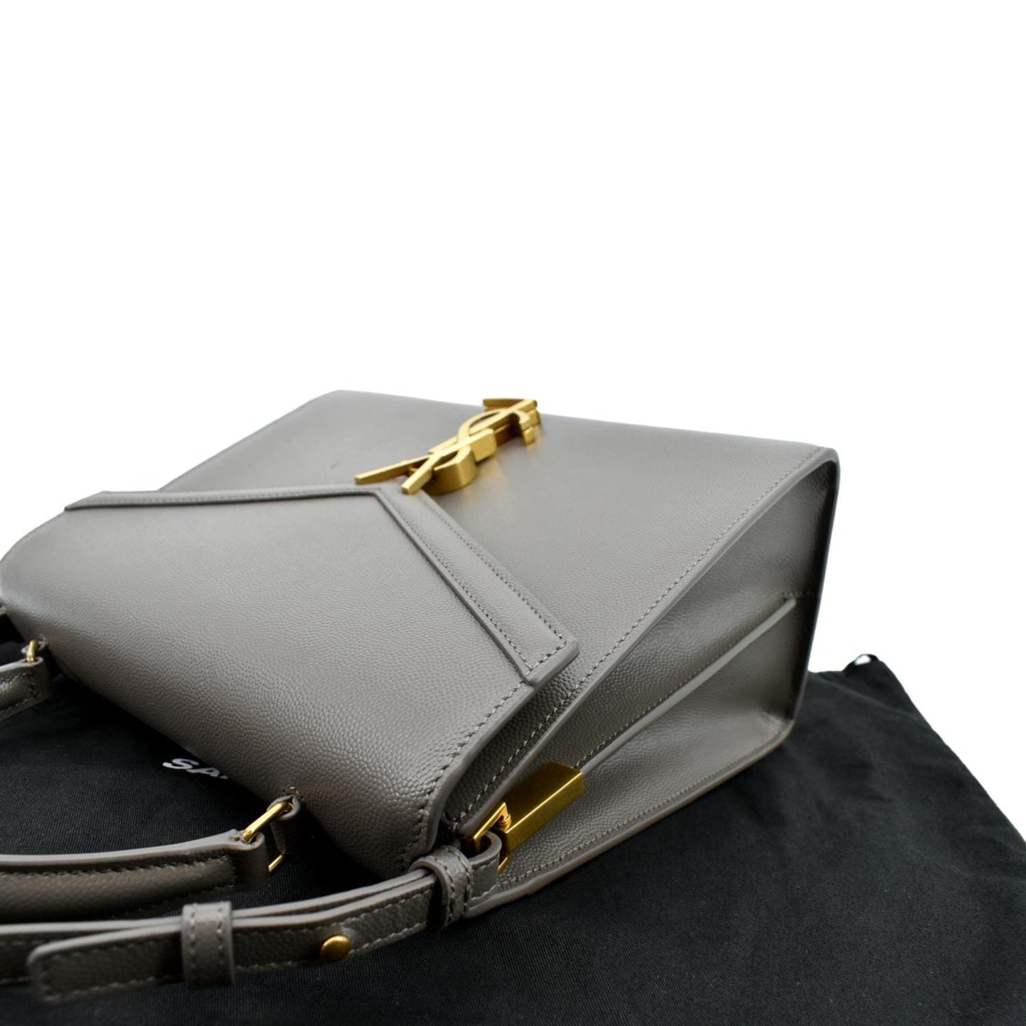 SAINT LAURENT Cassandra Medium Calfskin Leather Shoulder Bag Fog
