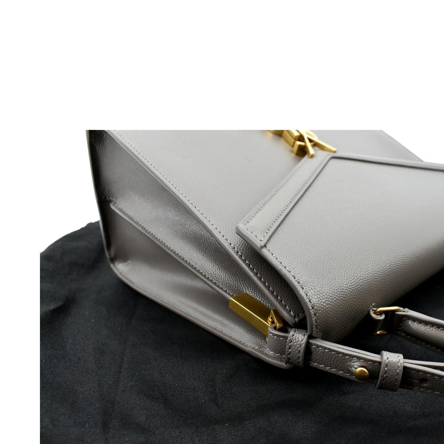 SAINT LAURENT Cassandra Medium Calfskin Leather Shoulder Bag Fog