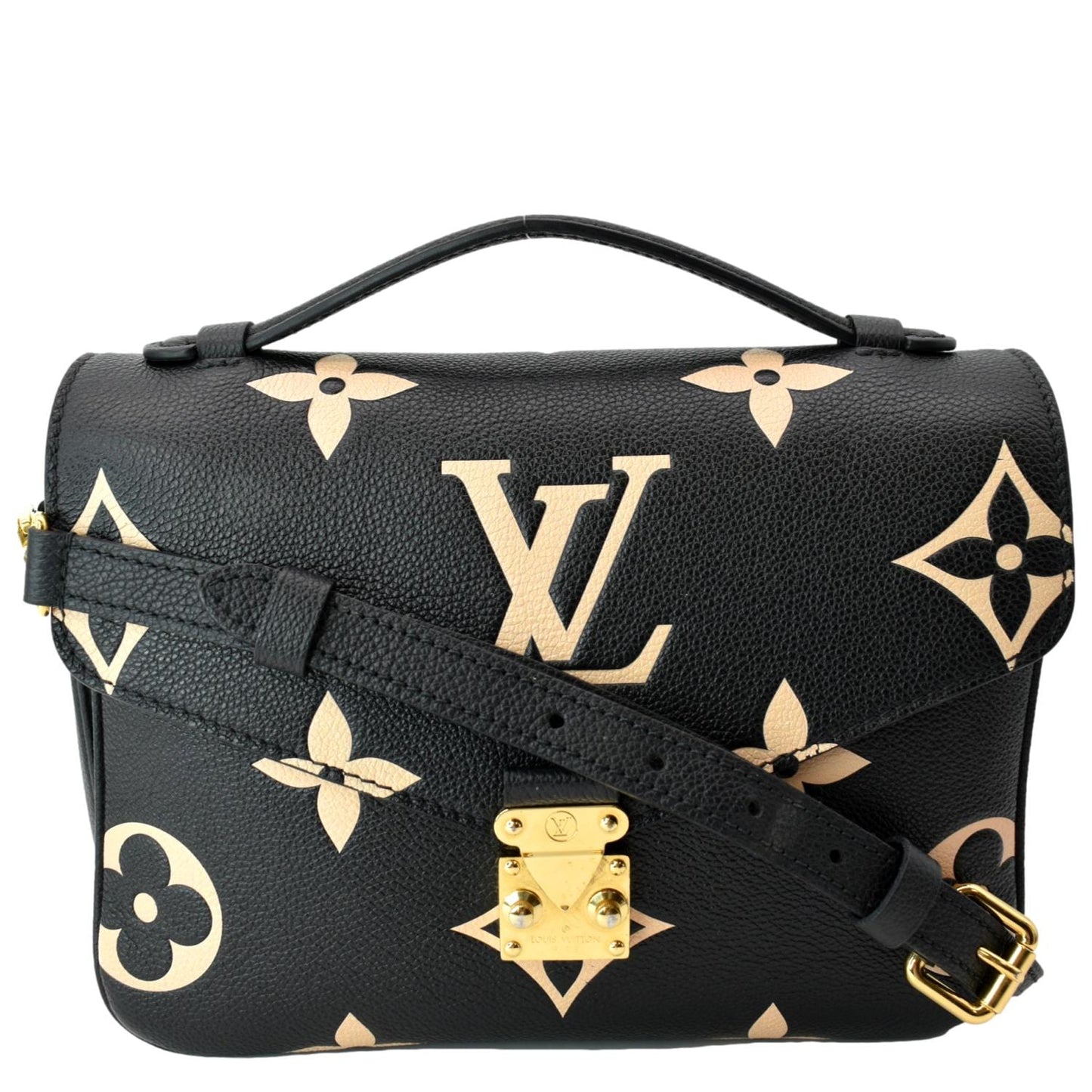 LOUIS VUITTON Metis Pochette Bicolor Empreinte Leather Crossbody Bag Black