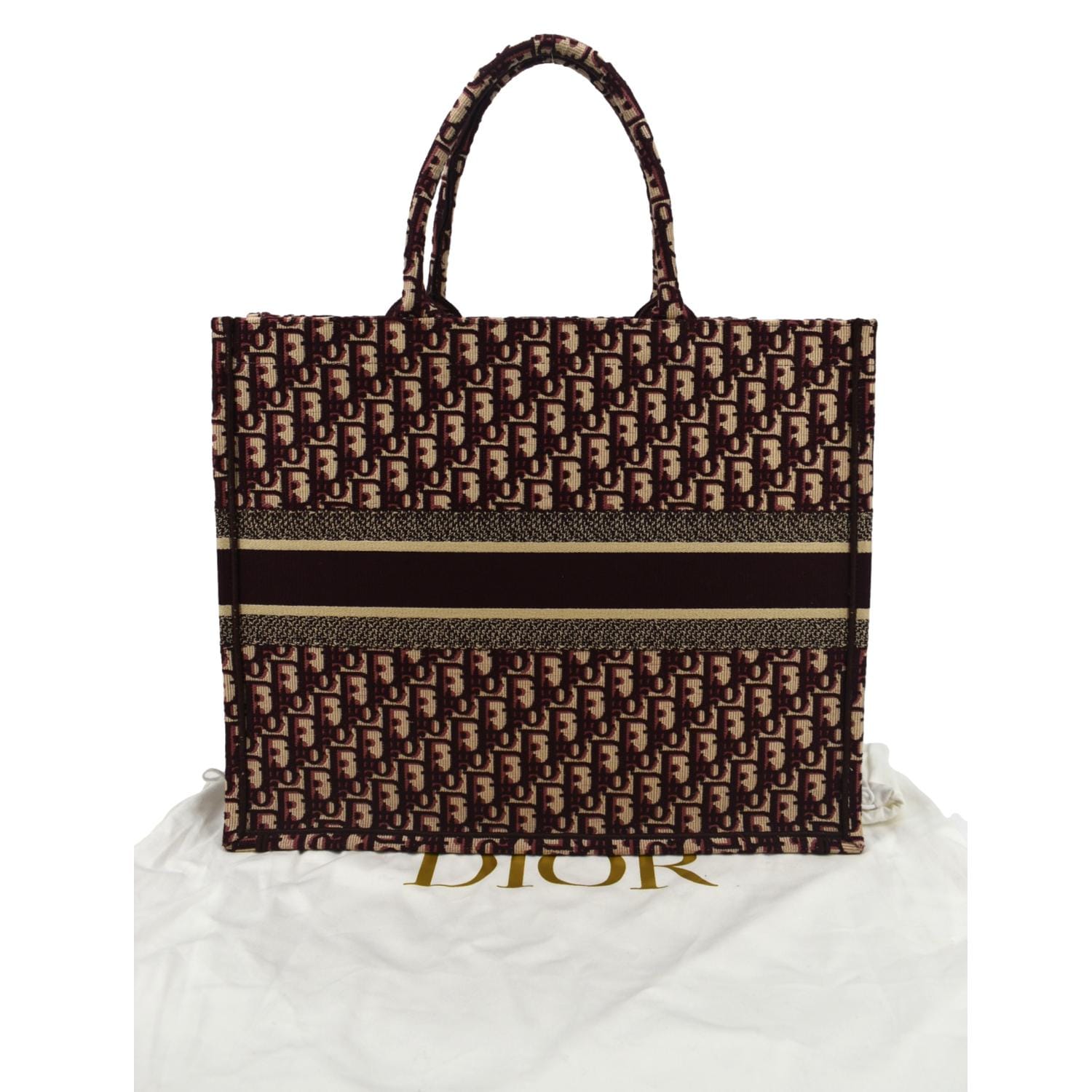 CHRISTIAN DIOR Book Oblique Embroidered Canvas Tote Bag Burgundy - Hot Deals