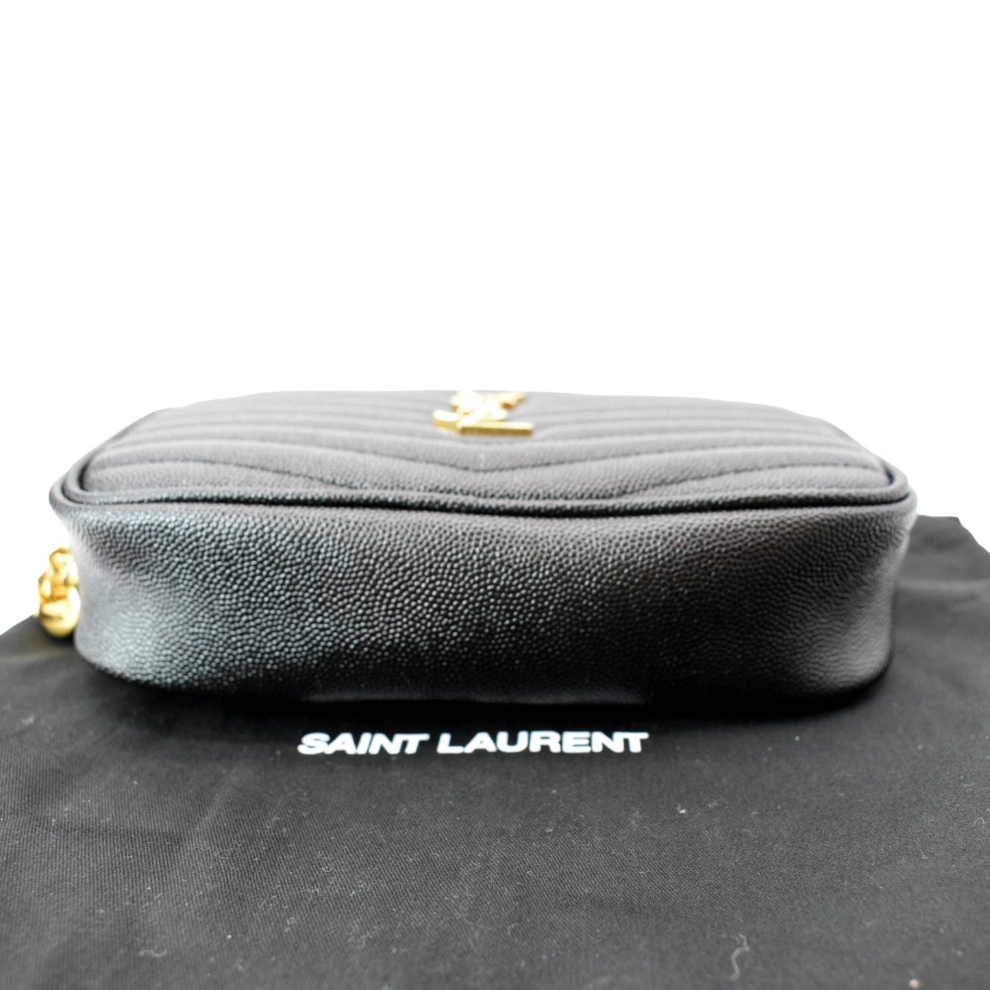SAINT LAURENT Mini Lou Leather Camera Crossbody Bag Black