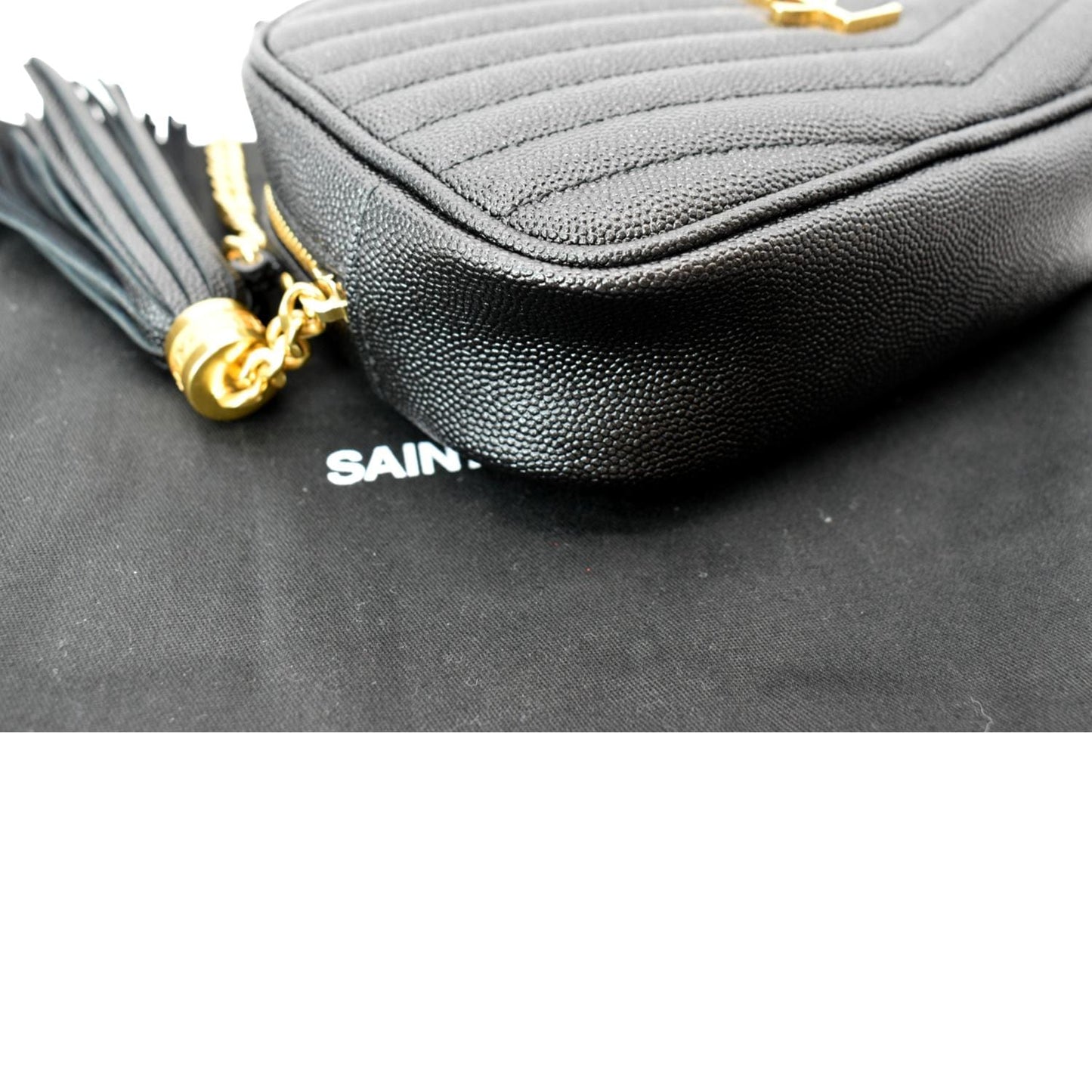 SAINT LAURENT Mini Lou Leather Camera Crossbody Bag Black