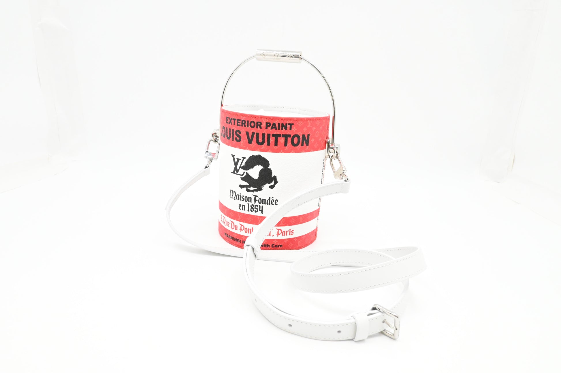 Louis Vuitton Paint Can Crossbody Bag in Red and White Canvas
