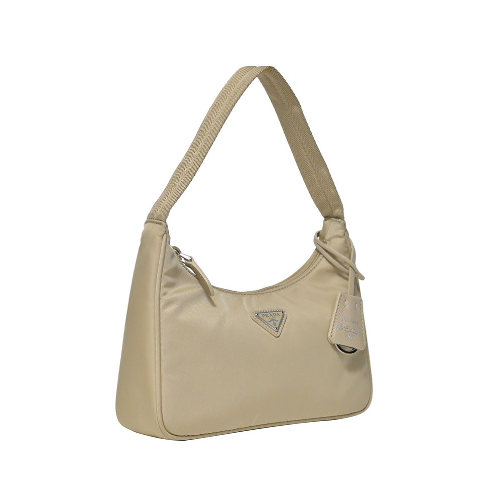 Beige Prada Re-Edition 2000 Nylon Mini Bag (Rented Out)