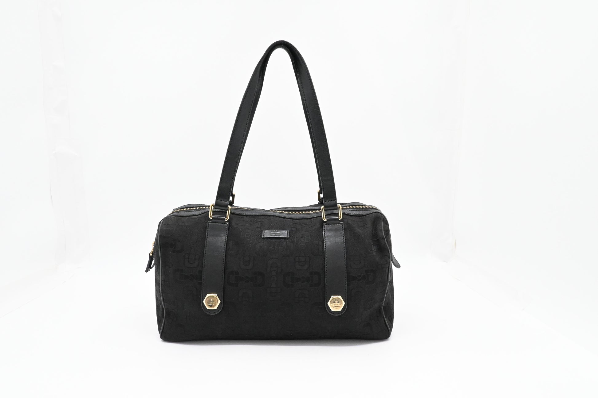 Gucci Shoulder Bag in Black Horsebit Canvas