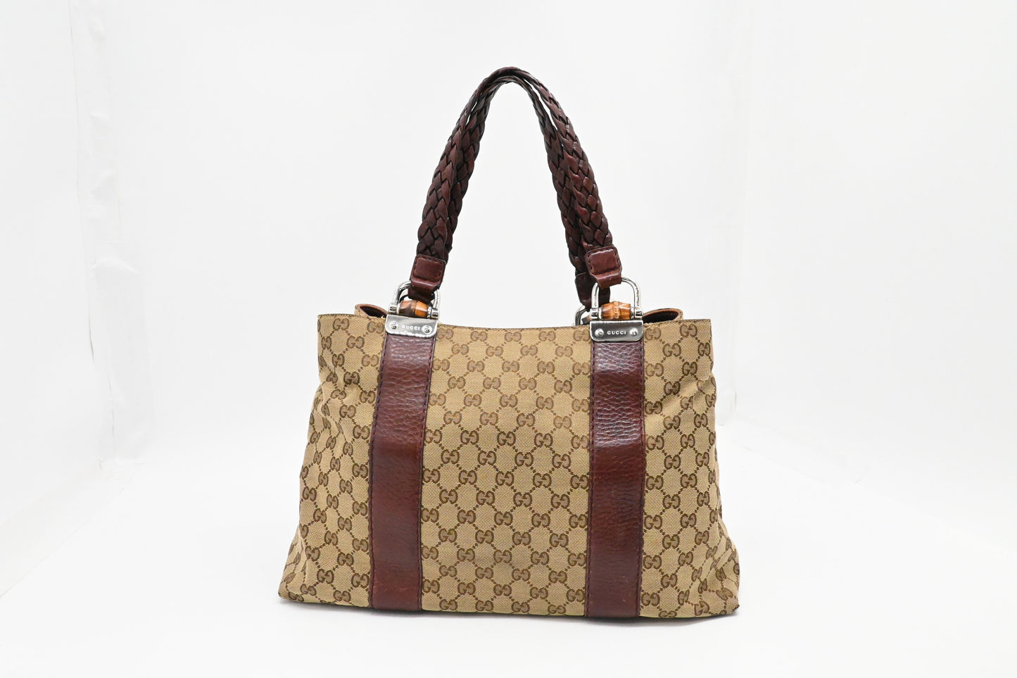 Gucci Bamboo Tote in Brown GG Canvas
