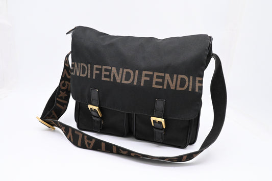 Fendi Messenger Bag in Black Canvas