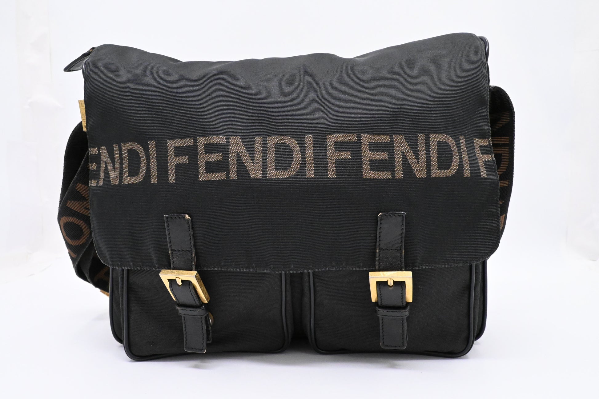 Fendi Messenger Bag in Black Canvas