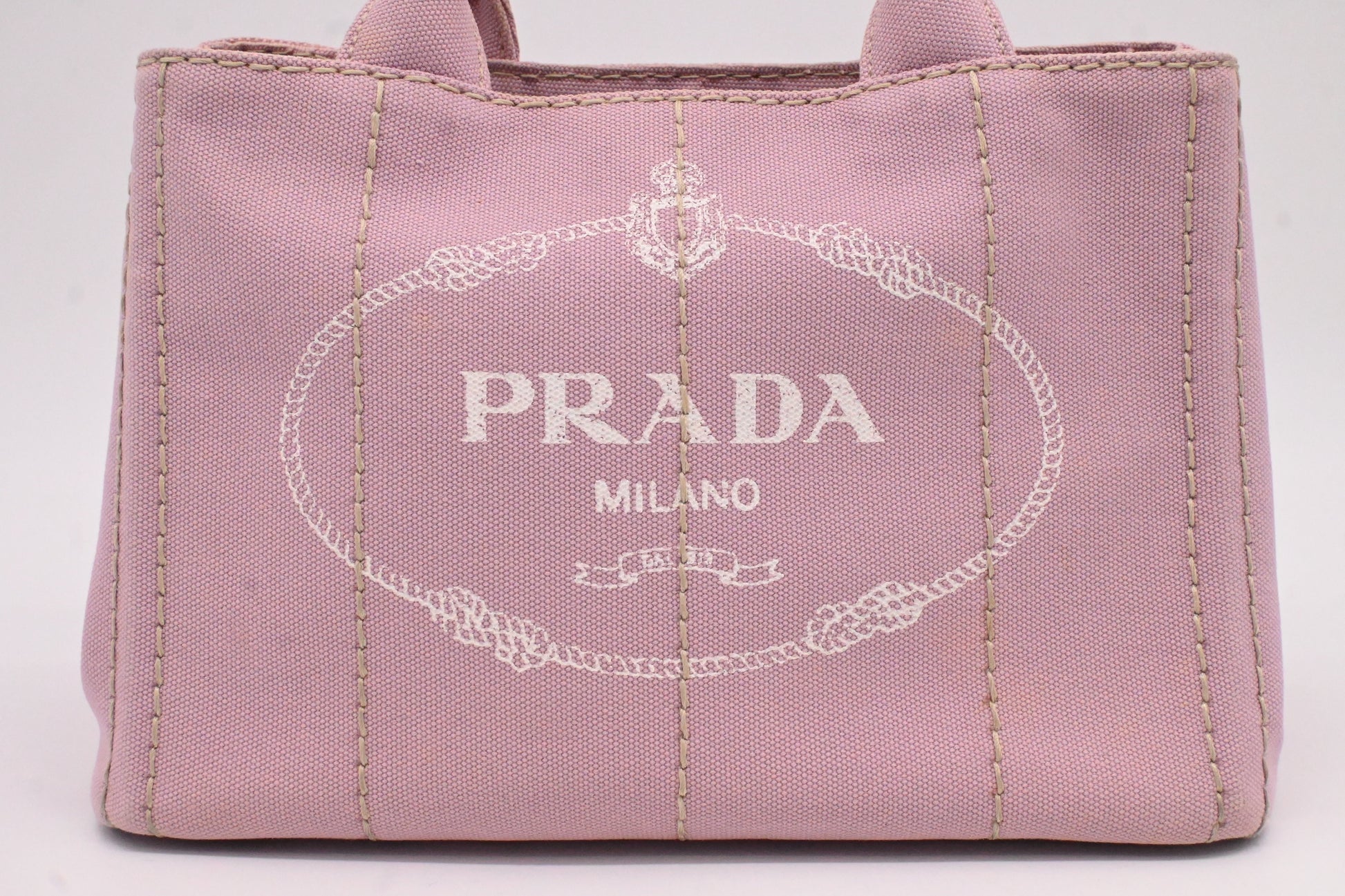 Prada Small Canapa in Pink Canvas