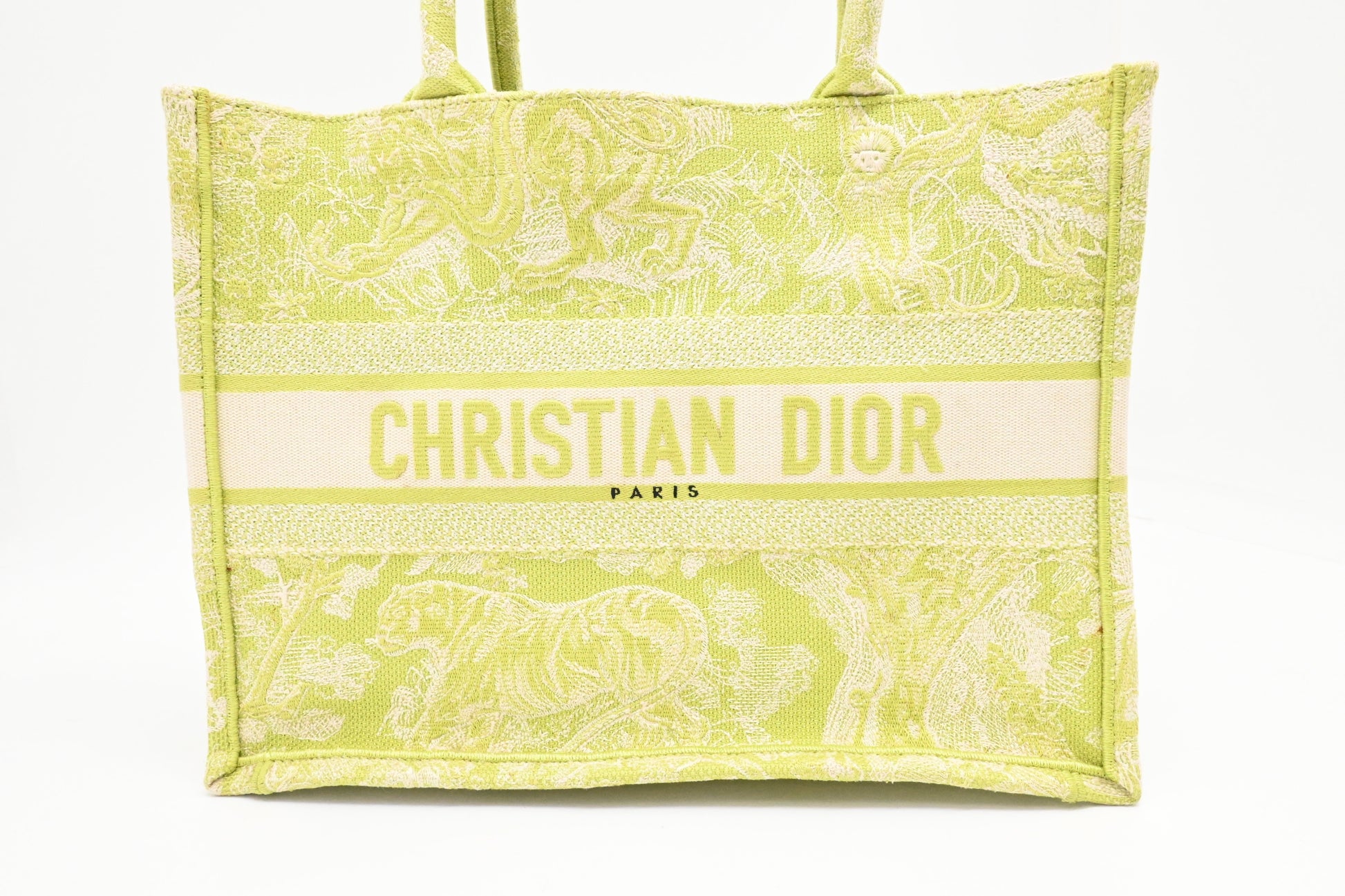Dior Medium Book Tote in Green Toile de Jouy Sauvage Embroidery