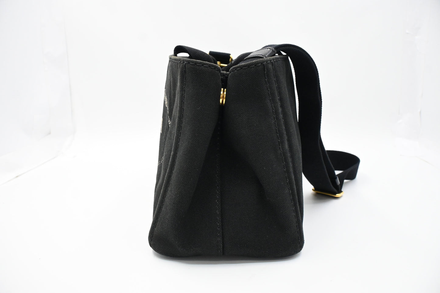Prada Canapa Small Tote in Black Canvas