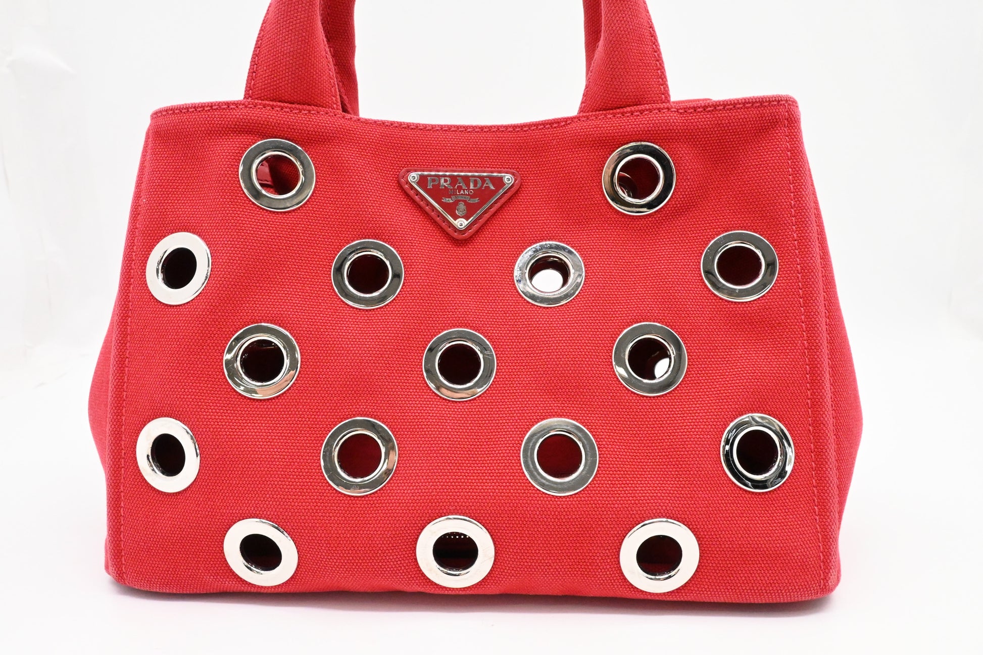 Prada Canapa Grommet in Red Canvas