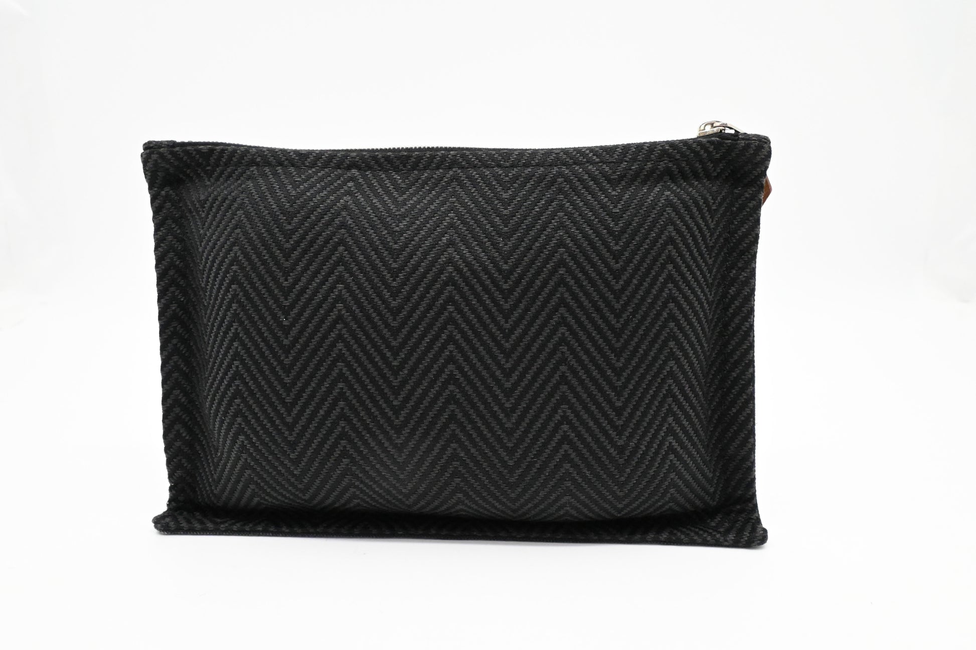 Hermes Small Bain Pouch in Black Canvas