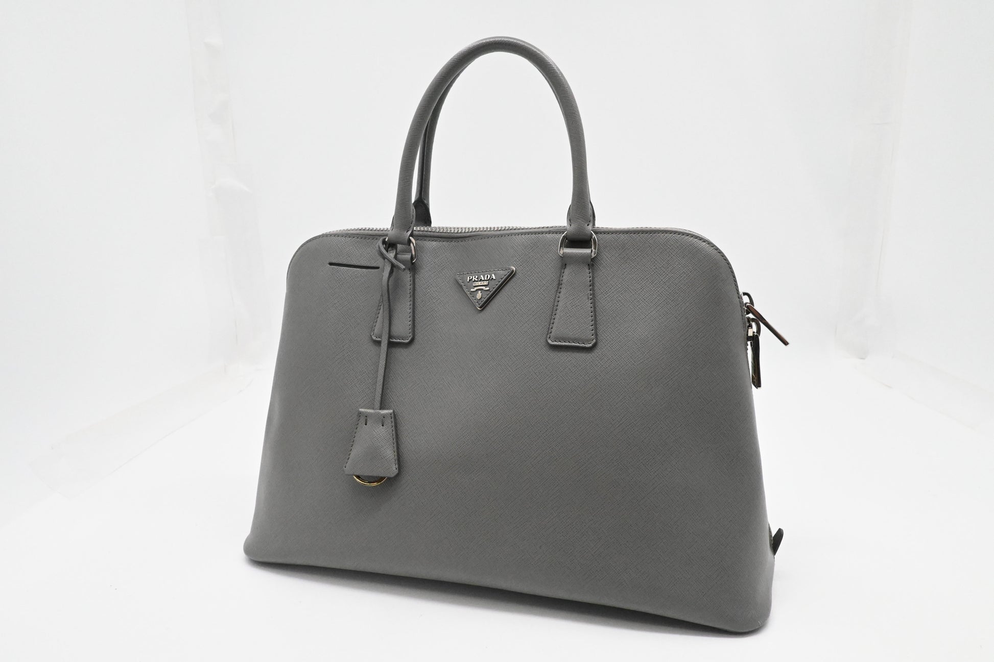 Prada Promenade in Gray Saffiano Leather