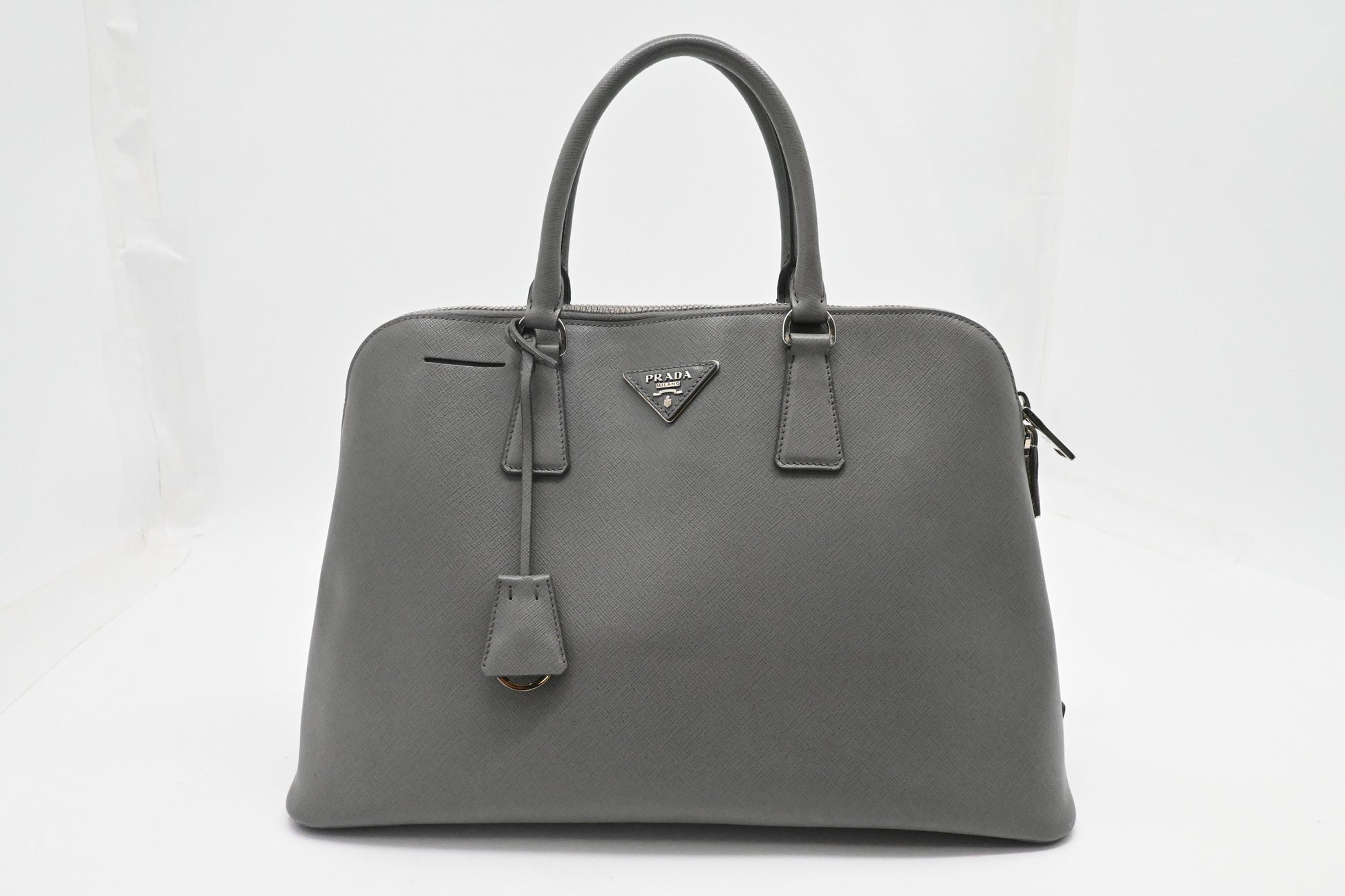 Prada Promenade in Gray Saffiano Leather