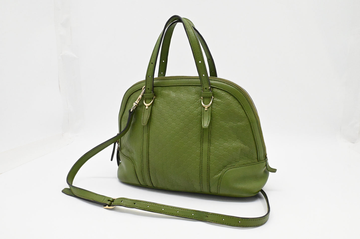 Gucci Dome Shoulder Bag in Green Micro Guccissima Leather