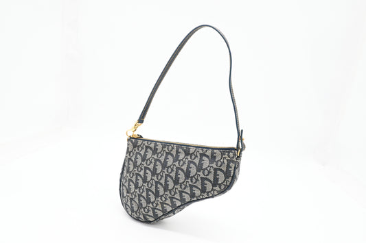 Dior Saddle Pouch in Blue Oblique Canvas