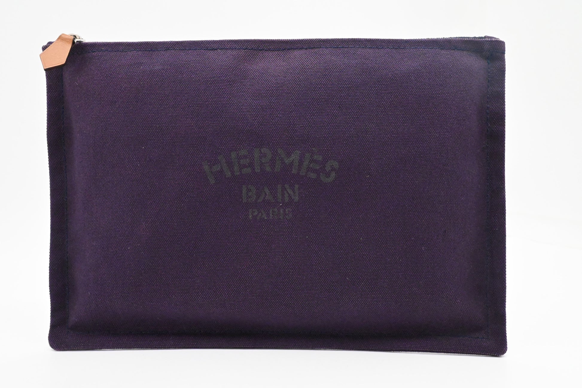 Hermes Large Bain Yachting Pouch in Purple Canvas