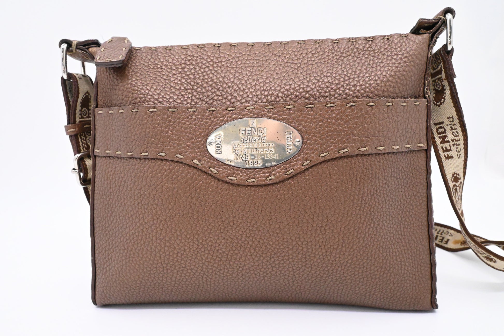 Fendi Selleria Crossbody in Metallic Brown Leather