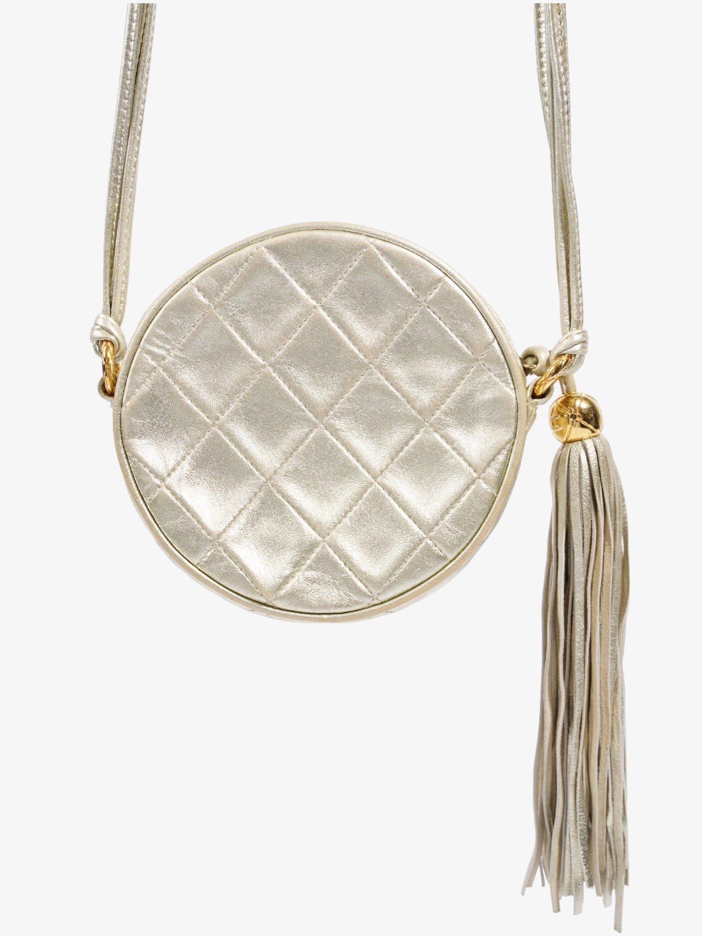 Chanel Round Logo Bag Gold Leather Mini