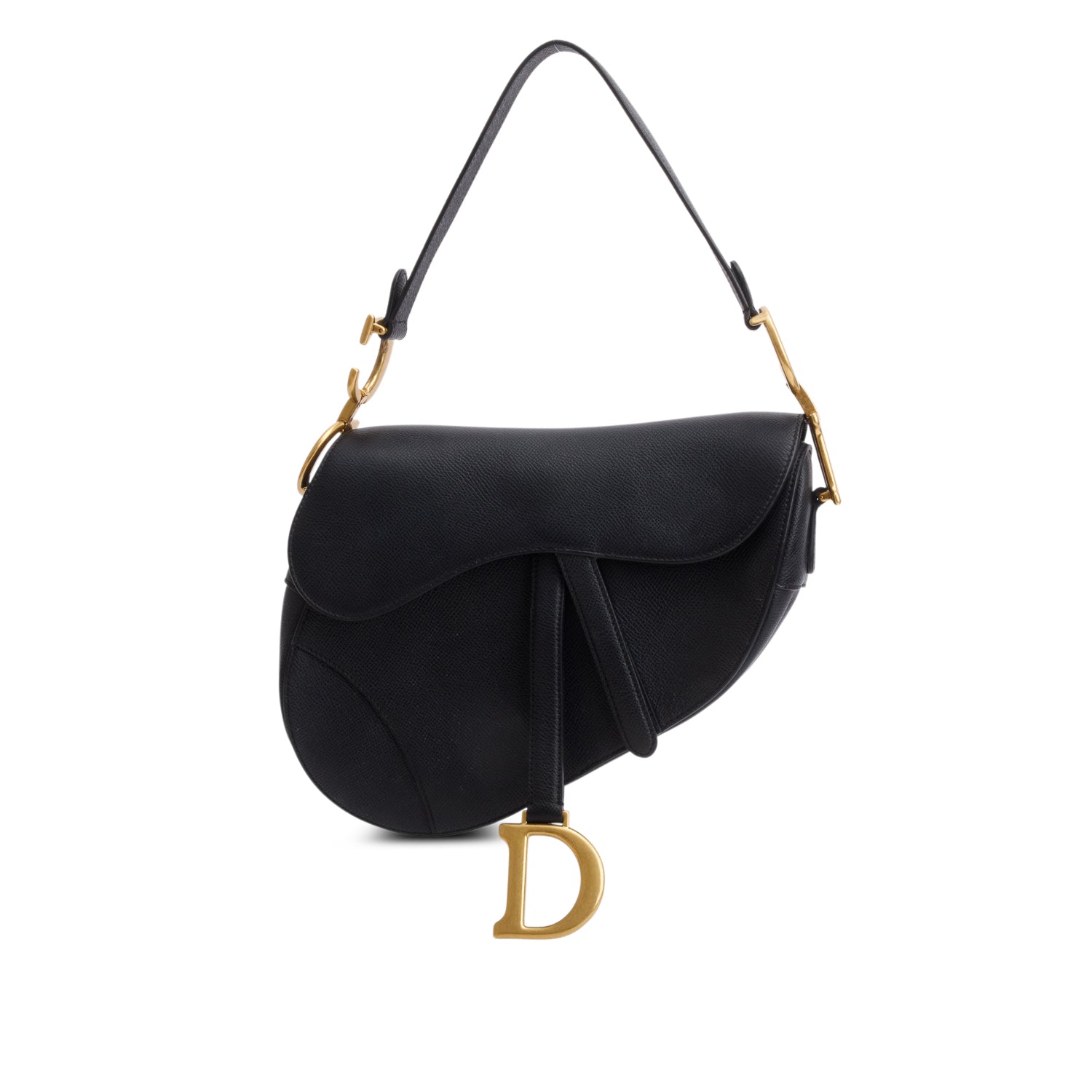 Christian Dior 2021 Black Grained Calfskin Saddle Bag
