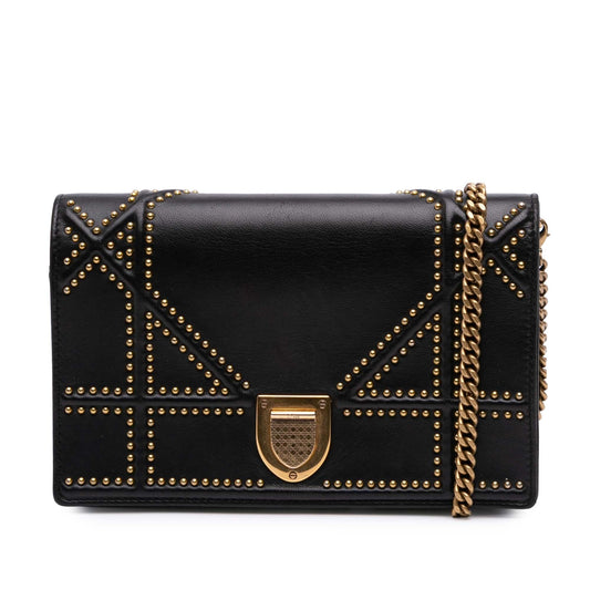 Dior Calfskin Studded Diorama Wallet on Chain