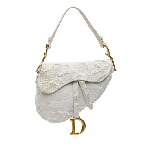 Dior Embroidered Canvas Camouflage Saddle Bag