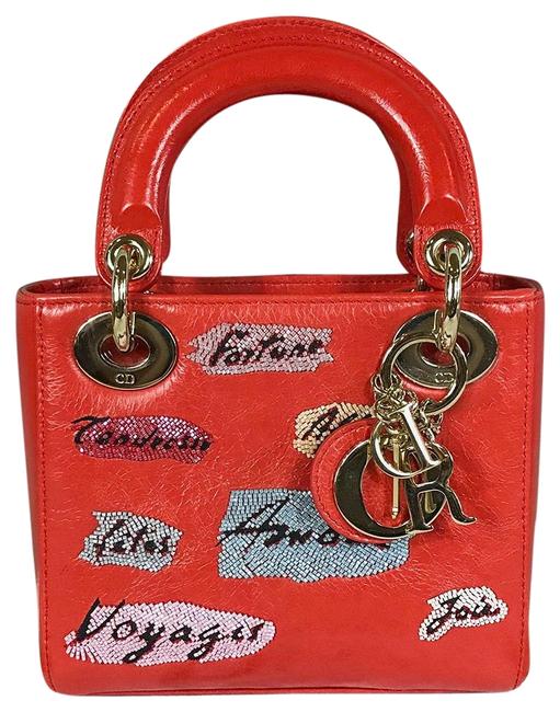 DIOR LADY DIOR LIMITED EDITION EMBELLISHED RED BAG