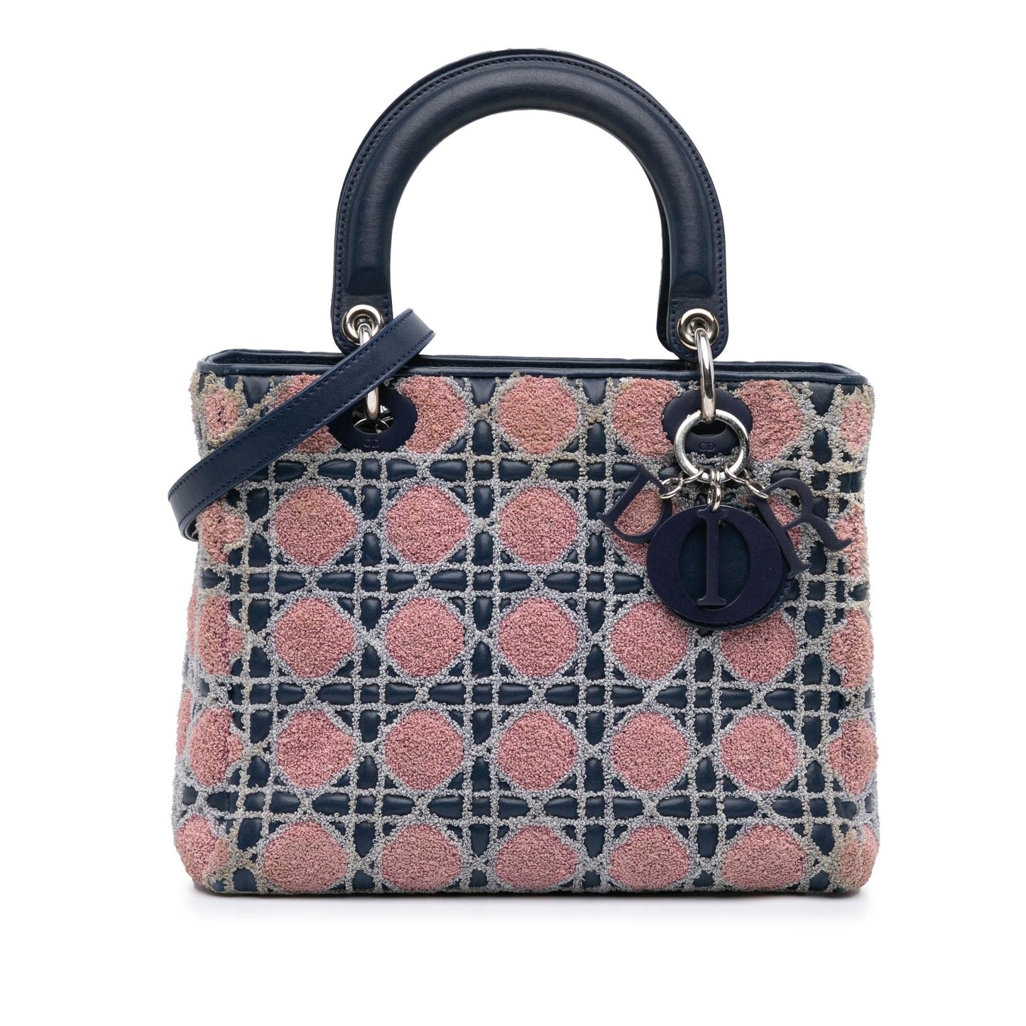 Dior Medium Lambskin And Tweed Cannage Lady Dior