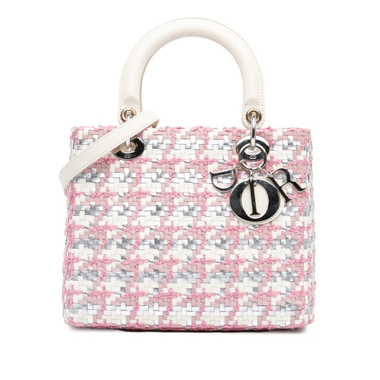 Dior Medium Lambskin And Tweed Lady Dior